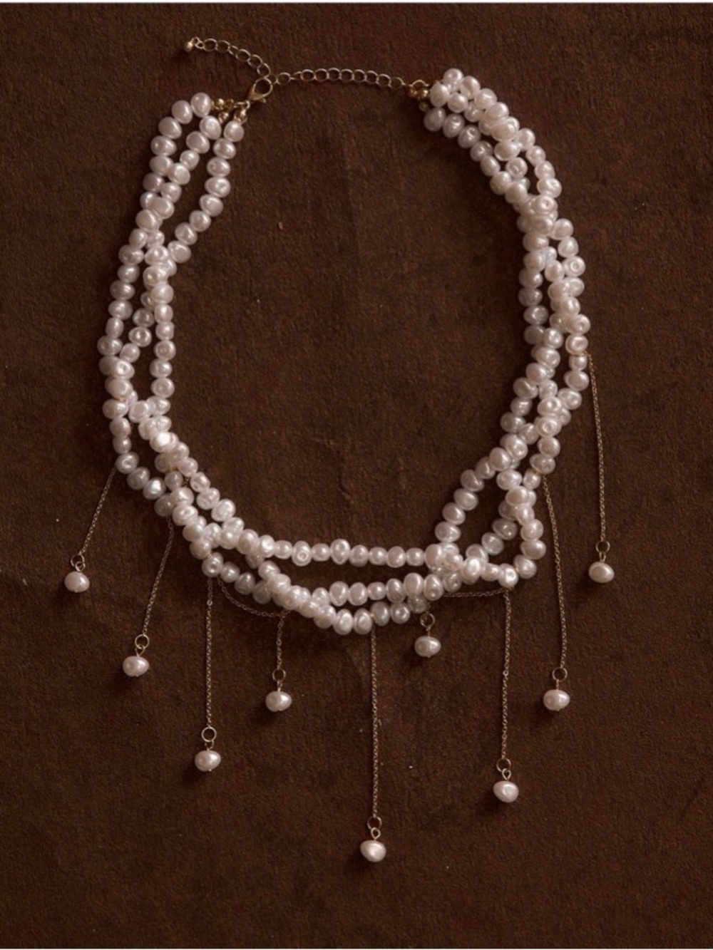 12th Tribe Ezmerelda White Rhinestone Fringe with coco pearl necklace - Picture 10 of 12